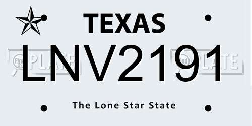 LNV2191 Texas License Plate