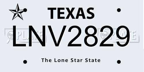 LNV2829 Texas License Plate