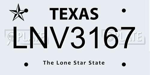 LNV3167 Texas License Plate