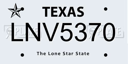 LNV5370 Texas License Plate