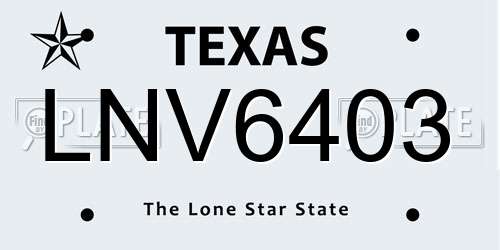LNV6403 Texas License Plate