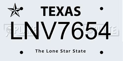 LNV7654 Texas License Plate