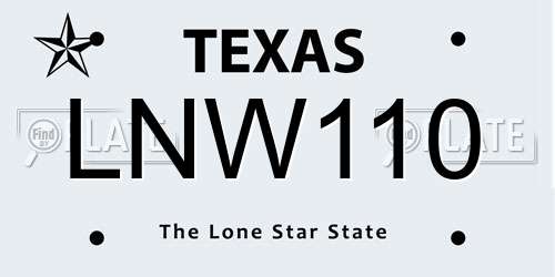 LNW110 Texas License Plate