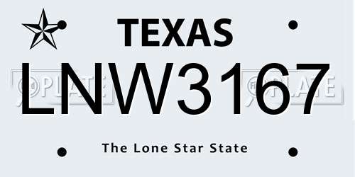 LNW3167 Texas License Plate