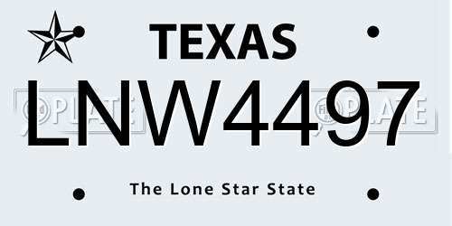 LNW4497 Texas License Plate