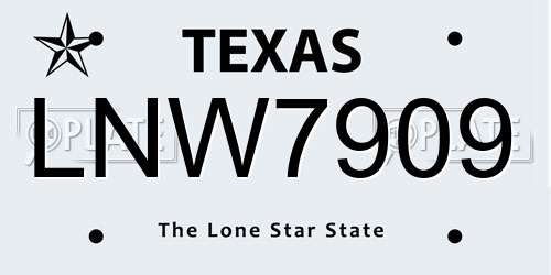 LNW7909 Texas License Plate