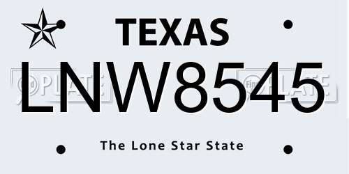LNW8545 Texas License Plate