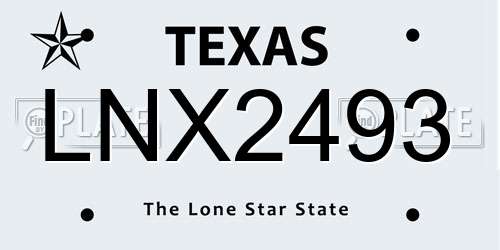 LNX2493 Texas License Plate