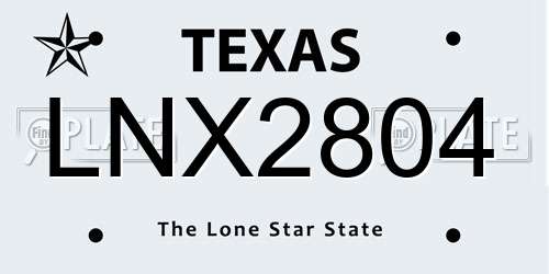 LNX2804 Texas License Plate