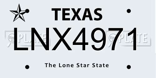 LNX4971 Texas License Plate