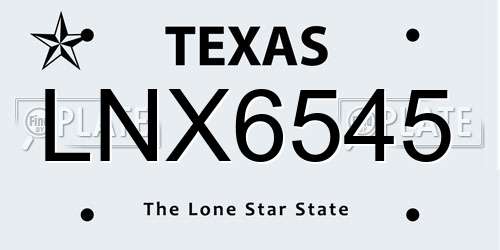 LNX6545 Texas License Plate