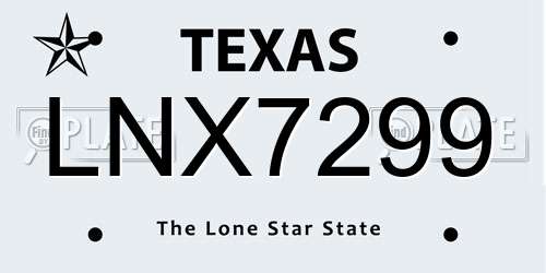 LNX7299 Texas License Plate