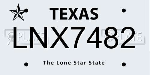 LNX7482 Texas License Plate