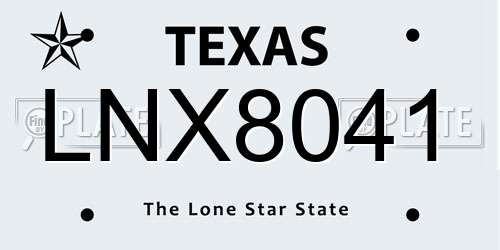 LNX8041 Texas License Plate