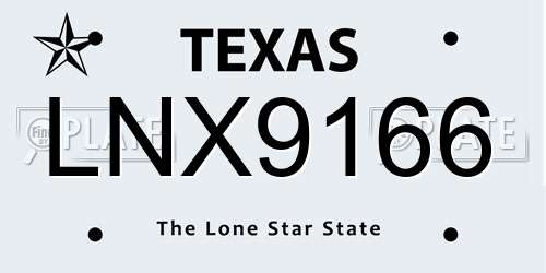 LNX9166 Texas License Plate