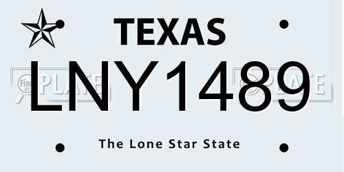 LNY1489 Texas License Plate