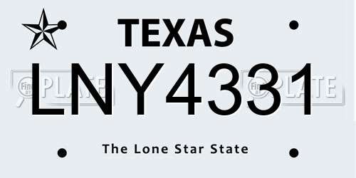 LNY4331 Texas License Plate