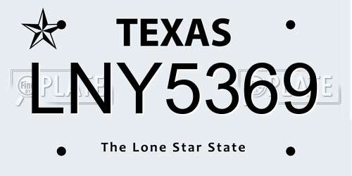 LNY5369 Texas License Plate