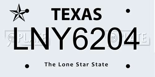 LNY6204 Texas License Plate
