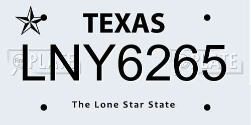 LNY6265 Texas License Plate