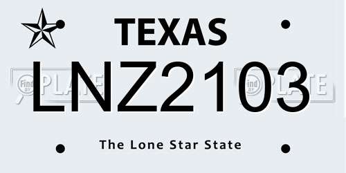 LNZ2103 Texas License Plate