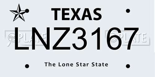LNZ3167 Texas License Plate