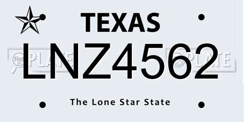 LNZ4562 Texas License Plate