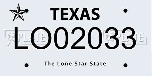 LO02033 Texas License Plate