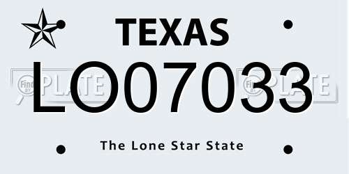LO07033 Texas License Plate