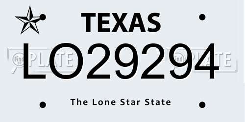 LO29294 Texas License Plate