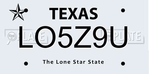 LO5Z9U Texas License Plate