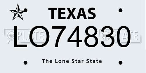 LO74830 Texas License Plate