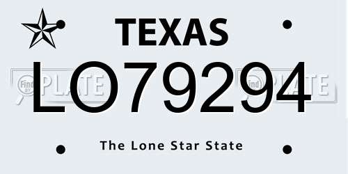 LO79294 Texas License Plate