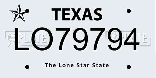LO79794 Texas License Plate