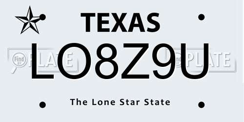 LO8Z9U Texas License Plate
