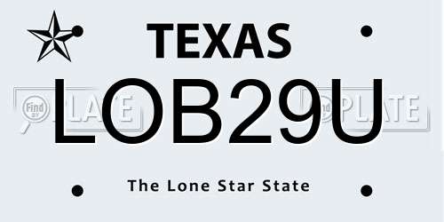 LOB29U Texas License Plate
