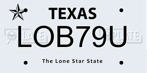 LOB79U Texas License Plate