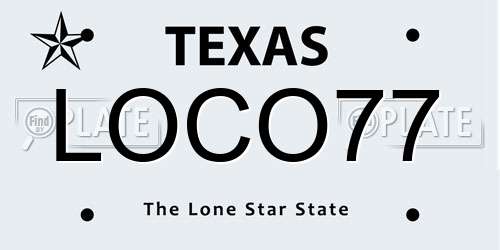 LOCO77 Texas License Plate