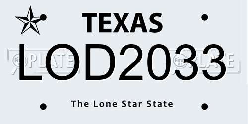 LOD2033 Texas License Plate