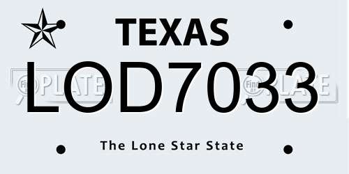 LOD7033 Texas License Plate