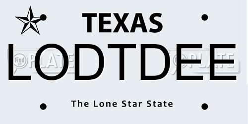 LODTDEE Texas License Plate
