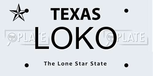 LOKO Texas License Plate