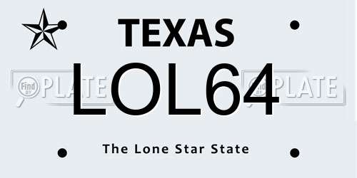 LOL64 Texas License Plate