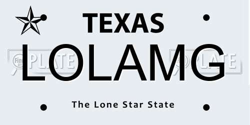 LOLAMG Texas License Plate