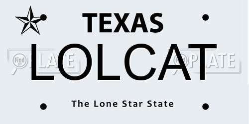 LOLCAT Texas License Plate