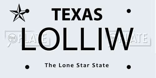 LOLLIW Texas License Plate