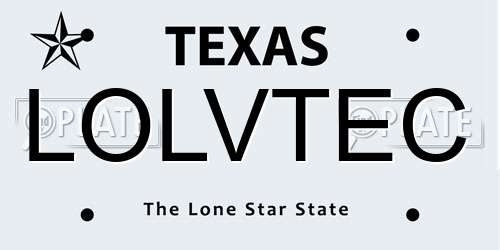 LOLVTEC Texas License Plate