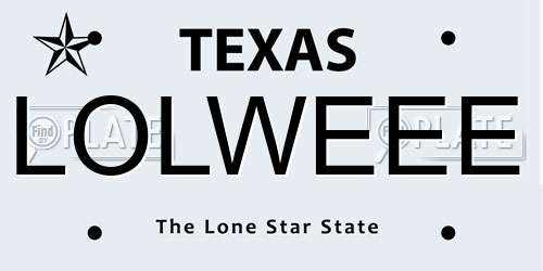 LOLWEEE Texas License Plate