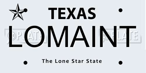 LOMAINT Texas License Plate