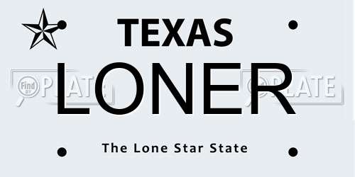 LONER Texas License Plate